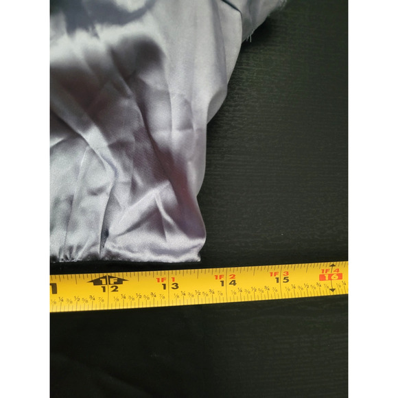 Vintage Y2K Satin Ruffle Sheath Dress Size 7 Gray Preppy Office Siren Coquette - Picture 7 of 8